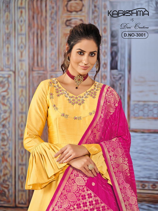 Karishma Vol 3 Art Silk Readymade Gown With Dupatta Wholesale Price In Surat